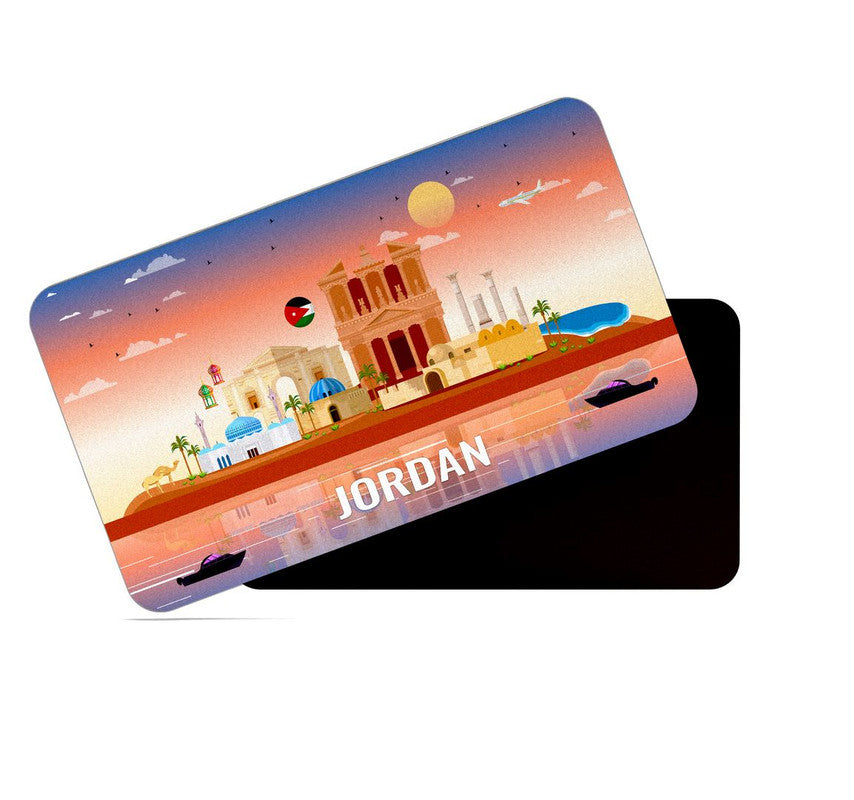 dhcrafts Rectangular Rubber Fridge Magnet / Magnetic Card Multicolor Jordan Design Pack of 1 (8.6cm x 5.4cm)